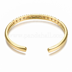 Bracelets de manchette en laiton avec micro-pavé de zircone cubique transparent&nbsp;BJEW-N302-005H-NF