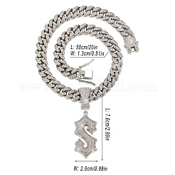 Colliers pour hommes avec pendentif lettre en alliage et strass&nbsp;FS-WGEAD7F-05
