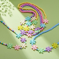 Collane in capretto elasticizzato in acrilico opaco fiori&nbsp;NJEW-JN03972