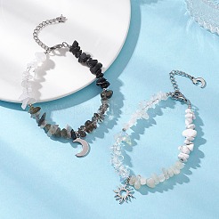 2 bracciale con ciondolo sole e luna in acciaio inossidabile&nbsp;BJEW-JB12922