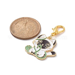 Gatto con decorazioni pendenti in lega smaltata con gomitolo di lana&nbsp;HJEW-JM00828
