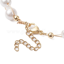 Bracciale a maglie avvolte in filo di rame con perle rotonde da 8 mm per donna&nbsp;BJEW-JB10316