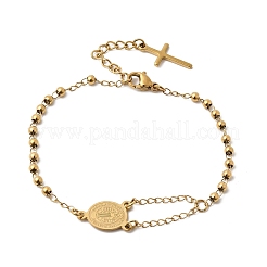 Bracelets en acier inoxydable 304 avec croix de Saint-Benoît pour femmes&nbsp;BJEW-K295-02G