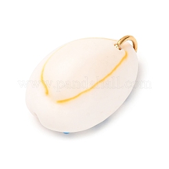 Colgantes de concha de cauri natural impresos&nbsp;STAS-Z168-03G-06