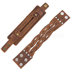 2 Stück 2 Stile Leder-Wickelarmbänder mit Druckknöpfen&nbsp;BJEW-CL0001-42
