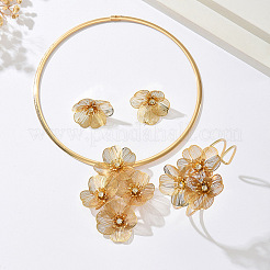 Eisen Strass Halsband & Ohrringe & Ringe Sets für Frauen&nbsp;FS-WGC48A7-01