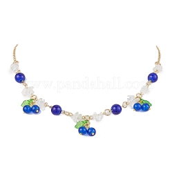 2 collier à bavette en verre craquelé et cristal de quartz naturel pour femme&nbsp;NJEW-JN05202