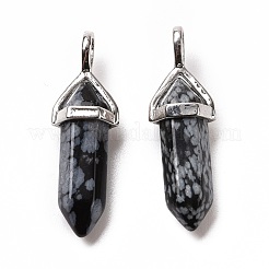 Natürliche Schneeflocke Obsidian spitzen Anhänger&nbsp;G-K329-65P