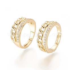 Anelli regolabili in ottone micro pavé di zirconi chiari&nbsp;X-RJEW-F101-10G