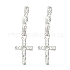 925 Creolen aus Sterlingsilber mit Mikropavé und klarem Zirkonia für Damen&nbsp;EJEW-G427-01P-02