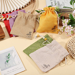 24 sac à cordon en tissu imprimé de fleurs bicolore&nbsp;ABAG-CA0001-22C