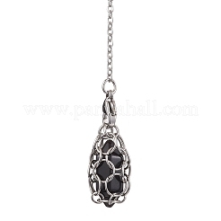 3 pièce 3 styles 304 chaîne en acier inoxydable pochette en macramé support de pierre vide pendules de radiesthésie&nbsp;PALLOY-JF02877