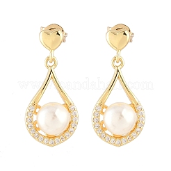 Boucles d'oreilles pendantes en laiton serties de micro-pavés de zirconiums cubiques transparents&nbsp;EJEW-C172-07G
