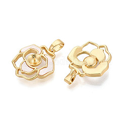 Colgantes con pasador de perla en forma de copa de latón y concha&nbsp;LS-KK-T079-36G