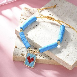 Bracelet à breloques rectangle en graines de verre miyuki&nbsp;BJEW-MZ00037-02