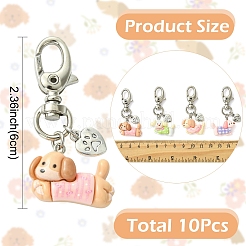 10 pendentif décoratif en résine représentant un chien&nbsp;HJEW-YW00306