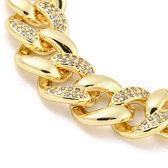 Braccialetti a catena attorcigliata da donna in ottone con micro pavé di zirconi trasparenti&nbsp;BJEW-R315-01D-G