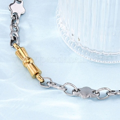 201 bracciali a catena bizantina in acciaio inossidabile&nbsp;BJEW-B078-159GP