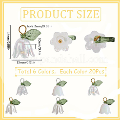 20 ensemble de breloques en forme de fleur de lys blanc et de perles en forme de feuilles de flore&nbsp;FIND-SC0010-77
