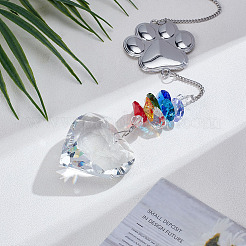 Buntes K9-Glas mit Sonnenfängern aus Legierung für die hängende Dekoration im Garten&nbsp;HJEW-WH0069-38A