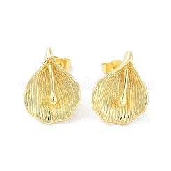 Orecchino a bottone in ottone placcato cremagliera&nbsp;EJEW-C078-06G