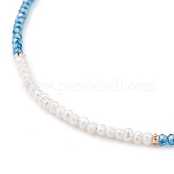 Collana di perle naturali e perle di vetro sfaccettate per ragazze adolescenti&nbsp;NJEW-JN03737
