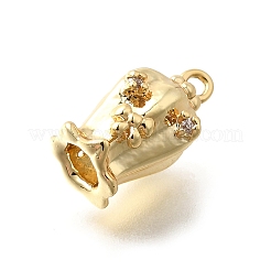 Pendentifs avec zircon cubiques à micro-pavés en laiton&nbsp;KK-Q035-15G-01