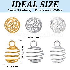 108 Stück 3 Farben Edelstahl Spiralperlenkäfig Anhänger&nbsp;STAS-CN0001-59