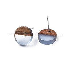 Ohrstecker aus transparentem Harz und Walnussholz&nbsp;EJEW-N017-008-A01