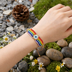 Regenbogenfarbene Glasperlen-Gliederarmbänder&nbsp;DU9433