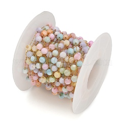 Handgefertigte 304 Edelstahl gefärbte Muschelperlen runde Gliederketten&nbsp;CHS-B011-03A-G