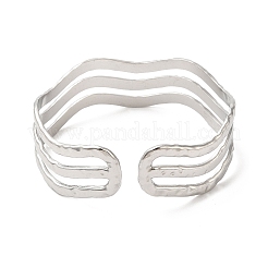 Anlaufgeschützte offene Armreifen aus 304 Edelstahl mit Wellendesign&nbsp;BJEW-L682-008P