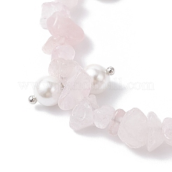Braccialetti con perline rotonde in quarzo rosa naturale e conchiglia di vetro&nbsp;BJEW-JB12303-03