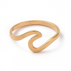 Ionenplattierung (IP) 201 Edelstahl Wellenfingerring für Frauen&nbsp;RJEW-J051-04G
