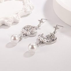 Pendientes colgantes de latón con microengaste de circonitas cúbicas transparentes para mujer&nbsp;WG015E3-01