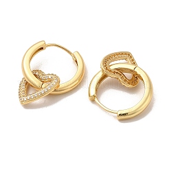 Orecchino a cerchio in ottone placcato a cremagliera con micro pavé di zirconi cubici&nbsp;EJEW-C057-05G