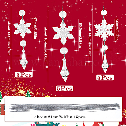 15 stücke 3 stile weihnachten acryl schneeflocke anhänger dekorationen&nbsp;HJEW-SP0001-04A