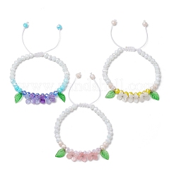 3 pz 3 colori perline di vetro galvanizzato braccialetti intrecciati per le donne&nbsp;BJEW-TA00594