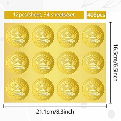 34 foglio di adesivi autoadesivi in lamina d'oro in rilievo&nbsp;DIY-WH0509-083