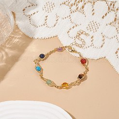 Bracciale a catena a maglie ovali con pietre preziose miste naturali e sintetiche&nbsp;BJEW-JB08912