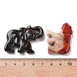 Natürlicher roter Jaspis/Unakit/gefärbter und erhitzter schwarzer Achat/Achat-Anhänger mit Tierschnitzerei&nbsp;G-K383-02