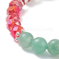 Bracelet extensible en pierre de lave naturelle (teinte) et aventurine verte&nbsp;BJEW-TA00095