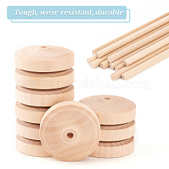 Unfertige Fahrzeugräder aus Schima-Holz und Stangensets aus Birkenholz&nbsp;DIY-WH0308-326B