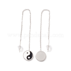 Lunga catena con orecchini pendenti yin yang smaltati&nbsp;EJEW-A067-04P