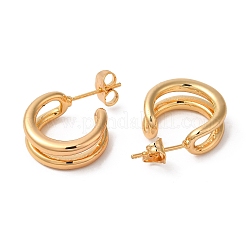 Aretes redondos de latón chapado en rejilla&nbsp;EJEW-R151-12G