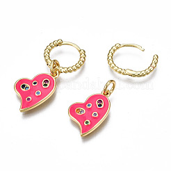Latón micro pavimenta circonio cúbico pendientes de aro huggie&nbsp;EJEW-T014-35G-NF