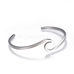 Bracciali a polsino in acciaio inossidabile 304 anti-ossidazione&nbsp;BJEW-G611-01P