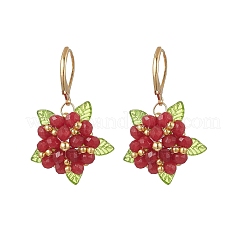 Boucles d'oreilles à levier en jade malaisien naturel et perles de verre&nbsp;EJEW-MZ00700-02