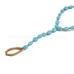 Cavigliere elasticizzate ovali in turchese sintetico e perline di vetro per le donne&nbsp;AJEW-K052-02