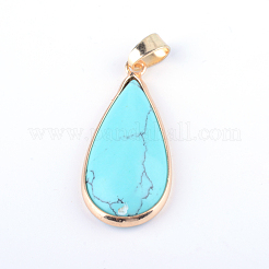 Pendentifs en pierre mélangée naturelle et synthétique en forme de larme&nbsp;G-Q449-27